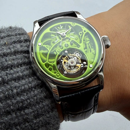 Merkur 100% Tourbillon Watch Transparency Skeleton Men's Sapphire Watch For Men Mechanical Wristwatches Relogio Masculino 42mm