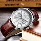 LIGE New Brown Leather Watch for Men Fashion Top Brand Luxury Men's Quartz Wristwatches Casual Waterproof Luminous Chronograph