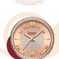 CURREN Luxury Rhinestones Rose Dial Fashion Watches with Stainless Steel Band New Quartz Wristwatches for Women