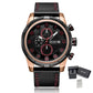 MEGIR Chronograph Sport Watch for Men Leather Strap Quartz Military Wristwatch Waterproof Calendar Clock Relogio Masculino 2082