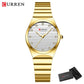 CURREN Luxury Classic Quartz Watch for Women Round Dial with Rhinestones Stainless Steel Bracelet Elegant Dress Wristwatch