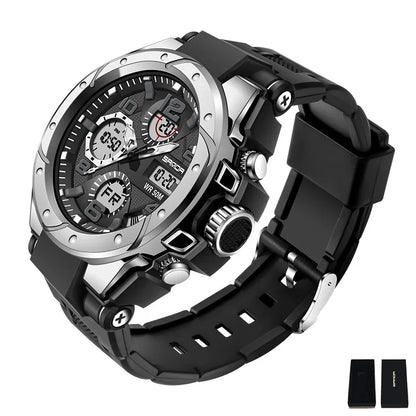 SANDA 6008 Wristwatches Waterproof Swimming Military Watch Men Sports Watches Dual Display Analog Digital LED Electronic Quartz