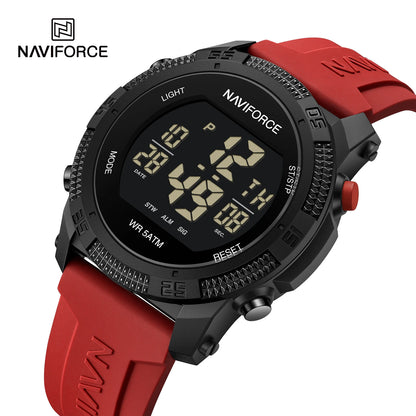 NAVIFORCE Men's Fashion LCD Digital Wristwatch 50m Waterproof Sports Silicone Strap Watches for Man Casual Electronic Male Clock