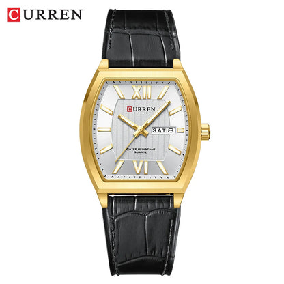 CURREN Elegant Men's Watch with Day-Date Display Formal Classic Quartz Wristwatch with Luminous Hands Casual Wear Gift for Him