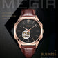 MEGIR Retro Men's Wristwatch Luxury Automatic Mechanical Watches Leather Sapphire 5ATM Waterproof Watch Relogio Masculino 62073
