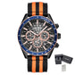 MEGIR Classic Quartz Watch for Men Waterproof Multi-Function Sport Chronograph Fashion Canvas Strap Male Wristwatch Clock 8121