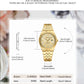 CURREN Women's Watch New Two- Tone Bracelet Quartz Wristwatch with Luminous Hands Luxury Shiny Dial with Stainless Steel Band