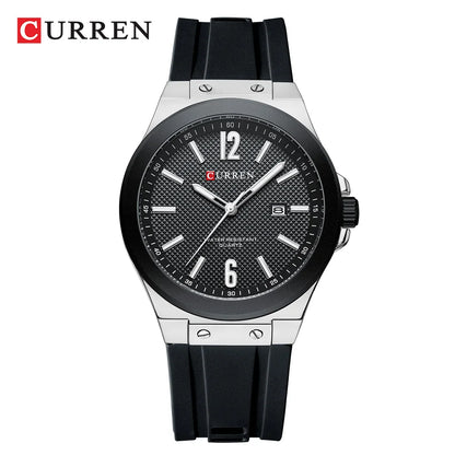 CURREN Fashion Minimalist Men's Watch with Date Display Casual Silicone Strap Quartz Wristwatches Luminous