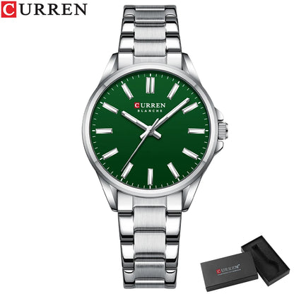 CURREN Fashion Brand Watches for Women Simple Casual Stainless Steel Bracelet Quartz Pointers Wristwatches Luminous Hands Clock