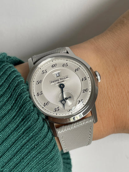Thinner Designs NEW Pierre Paulin Jumping Hour Men Watch Salmon Dial Automatic St17 Mechanical Watch Vintage Date Window