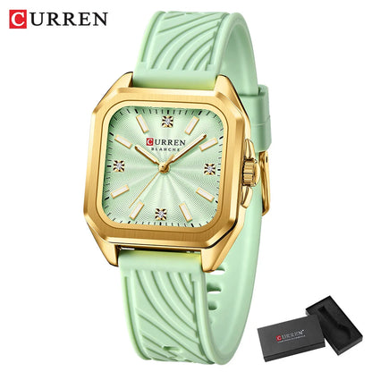 CURREN Chic Elegant Women's Watch Square Minimalist Dial with Luminous Hands Luxury Simple Quartz Wristwatch Ladies