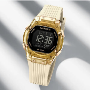 NAVIFORCE Women Watch Luxury Polygon Dial Elegant Comfortable 50M Waterproof Silicone Band Fashion Women Gift Electronic Watches