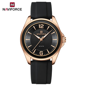 NAVIFORCE Original Women's Watches Classic Round Dial Silicone Strap 3ATM Waterproof Luxury Watch for Women Give for girls gifts