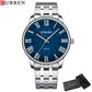 CURREN New Simple Style Stainless Steel Wristwatches for Men Luxury Brand Business Quartz Watch with Roman Numbers