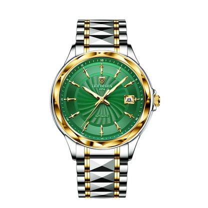 LIGE Top Brand Luxury Automatic Mechanical Watches For Men Fashion Tungsten Steel Waterproof Sapphire Watch Men Reloj Hombre+BOX