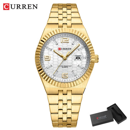 CURREN Women's Watch New Two- Tone Bracelet Quartz Wristwatch with Luminous Hands Luxury Shiny Dial with Stainless Steel Band