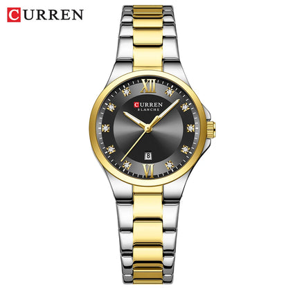 CURREN Luxury Brand Wristwatches for Women Stainless Steel Band with Elegance Dial Luminous Hands Waterproof watch