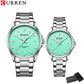 CURREN Fashion Brand Couple Watches for Lovers Simple Classic Quartz Stainless Steel Bracelet Wristwatches with Luminous Hands