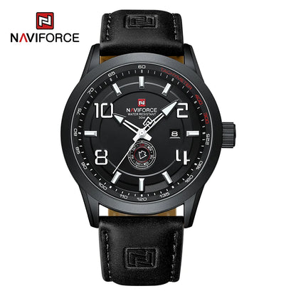 NAVIFORCE Trend Casual Wristwatch for Man Military Sports Water Resistant Leather Strap Men's Clock Quartz Calendar Male Watches