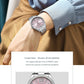 CURREN NEW Luxury Stainless Steel Wristwatches for Ladies Romantic Rose Pink with Rhinestones Roman Numeral Dial