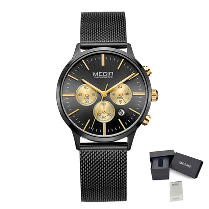 MEGIR Fashion Watches for Women Luxury Elegant Ladies Clock Chronograph Stainless Steel Strap Quartz Wristwatch Reloj Mujer 2011