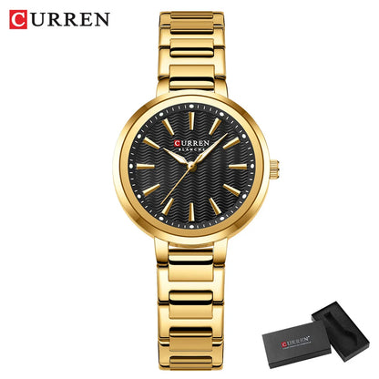 CURREN Luxury Slim Watch for Women Elegant Minimalist Dial Quartz Wristwatches Ladies with Luminous Hands Waterproof 9109
