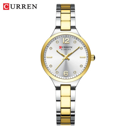 CURREN Simple Elegance Women's Watches NEW Thin  Quartz Stainless Steel Band Wristwatch Waterproof Clock Gift for Ladies