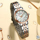 CURREN Ladies Watch with Two-Tone Stainless Steel Bracelet 28mm Dial with Rhinestones Markers Shimmering Shell Dial Elegant Idea