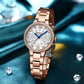 CURREN Quartz Wristwatches for Wommen Luxury Rhinestones Rose Dial Fashion Watches with Stainless Steel Band New