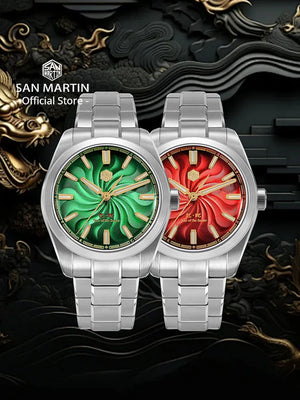 San Martin 2025 Guilloche Dial Snake Year Limited 39mm Miyota 90S5 Clear Caseback Men Automatic Mechanical Watch Luminous SN0144