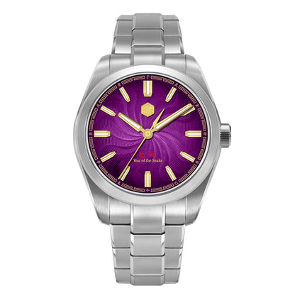 San Martin 2025 Guilloche Dial Snake Year Limited 39mm Miyota 90S5 Clear Caseback Men Automatic Mechanical Watch Luminous SN0144