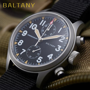 Baltany S5033 Chronograph Watch Man Pilot Watch Waterproof 100MM Sapphire Stainless Steel 39MM Quartz Military Watches For Man