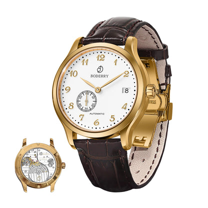 BODERRY Mens Micro-rotor Automatic Dress Watches Waterproof Stainless Steel Mechanical Business Wrist Watch for Men,Sapphire