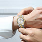 CURREN Women's Watch New Two- Tone Bracelet Quartz Wristwatch with Luminous Hands Luxury Shiny Dial with Stainless Steel Band