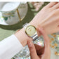 CURREN Luxury Classic Quartz Watch for Women Round Dial with Rhinestones Stainless Steel Bracelet Elegant Dress Wristwatch