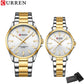 CURREN Fashion Brand Couple Watches for Lovers Simple Classic Quartz Stainless Steel Bracelet Wristwatches with Luminous Hands
