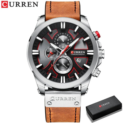CURREN Men's Chronograph Watch Quartz Movement Luminous Hands Casual Sport Watch for Men Auto Date Waterproof Clock