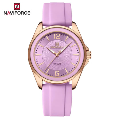NAVIFORCE Women's Sports Quartz Watch Top Brand Comfortable Silicone Strap Wristwatch Reloj Mujer Relogios Feminino Gift Clock