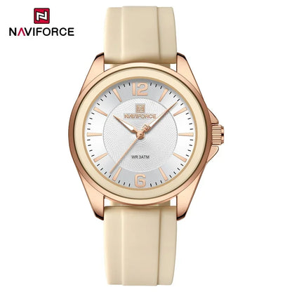 NAVIFORCE Original Women's Watches Classic Round Dial Silicone Strap 3ATM Waterproof Luxury Watch for Women Give for girls gifts