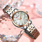 CURREN Ladies Watch with Two-Tone Stainless Steel Bracelet 28mm Dial with Rhinestones Markers Shimmering Shell Dial Elegant Idea