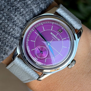 The New MERKUR Cross Line Sector Dial Purple Retro Casual Watch for Men Business Series Manual Chorded Watch Relogio Waterproof