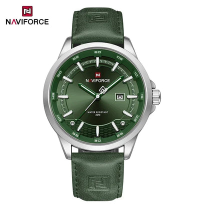 NAVIFORCE Luxury Brand Watch Alloy Case Leather Band Men Watches Quartz Sports Wristwatch Male Calendar Clock Gift reloj hombre