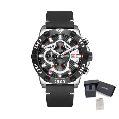 MEGIR Men Watches Fashion Luxury Big Dial Sports Waterproof Quartz Wristwatch Chronograph Male Casual Luminous Clock 2136
