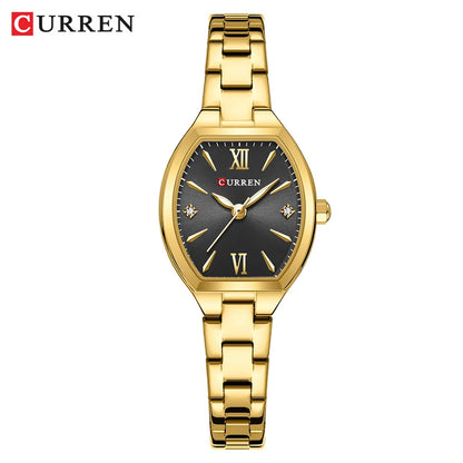CURREN Silim Simple Quartz Watch for Women Luxury Vintage Wristwatch Luminous Hands Stainless Steel Bracelet Women's Dress Watch