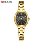 CURREN Vintage Style Tonneau Case Elegant Petite Quartz Watch for Women Luminous Hands with Stainless Steel Bracelet Lightweight