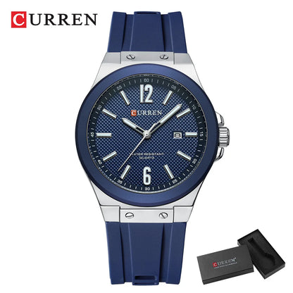 CURREN Fashion Minimalist Men's Watch with Date Display Casual Silicone Strap Quartz Wristwatches Luminous