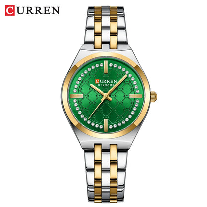 CURREN Designer Style Watch for Women Elegant 32mm Dial with Rhinestones Stainless Steel Band  Luxury Dress Ladies Wristwatch