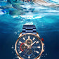 CURREN New Blue Multi Function Quartz Watches Sport Stainless Steel Band Wristwatches for Men with Luminous Hands