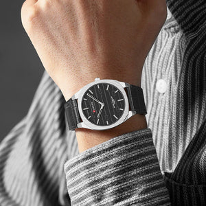CURREN Top Brand Ultra-Thin 7mm Men's Watch Minimalist Elegant Design Quartz Wristwatch Feather-Light Leather Strap
