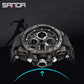 SANDA 6008 Wristwatches Waterproof Swimming Military Watch Men Sports Watches Dual Display Analog Digital LED Electronic Quartz